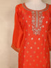 Orange Butta Zari Woven Design Banarasi Silk Straight Cut Salwar Suit with Dupatta