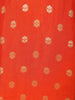 Orange Butta Zari Woven Design Banarasi Silk Straight Cut Salwar Suit with Dupatta