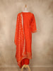 Orange Butta Zari Woven Design Banarasi Silk Straight Cut Salwar Suit with Dupatta