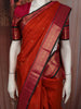 Orange Butta Zari Woven Design Pure Kanchipuram Silk Saree With Contrast Varisai Pattu Border