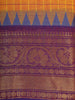 Orange Checked Design Cotton Saree with Purple Zari Border