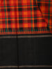 Orange Checked Design Pure Kanchipuram Silk Saree with Contrast Border