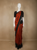 Orange Checked Design Pure Kanchipuram Silk Saree with Contrast Border