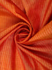 Orange Checks Woven Pure Kanchipuram Silk Saree with Contrast Zari Border