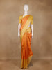 Orange Circular Motifs Woven Pure Kanchipuram Silk Saree With Yellow Contrast