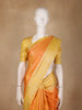 Orange Circular Motifs Woven Pure Kanchipuram Silk Saree With Yellow Contrast