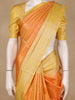 Orange Circular Motifs Woven Pure Kanchipuram Silk Saree With Yellow Contrast