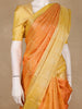 Orange Circular Motifs Woven Pure Kanchipuram Silk Saree With Yellow Contrast