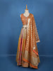 Orange Embroidered Design Banarasi Silk Lehenga