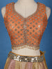 Orange Embroidered Design Banarasi Silk Lehenga