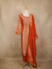 Orange Floral Design Banarasi silk Salwar Suit