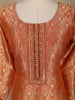 Orange Floral Design Banarasi silk Salwar Suit
