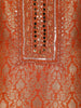 Orange Floral Design Banarasi silk Salwar Suit