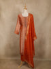 Orange Floral Design Banarasi silk Salwar Suit