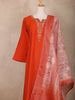 Orange Floral Design Cotton Straight Cut Salwar Suit