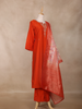Orange Floral Design Cotton Straight Cut Salwar Suit