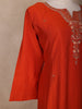 Orange Floral Design Cotton Straight Cut Salwar Suit
