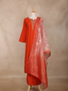 Orange Floral Design Cotton Straight Cut Salwar Suit