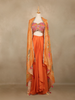 Orange Floral Design Satin Lehenga Suit