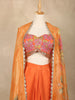 Orange Floral Design Satin Lehenga Suit