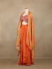 Orange Floral Design Satin Lehenga Suit