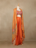 Orange Floral Design Satin Lehenga Suit