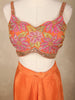 Orange Floral Design Satin Lehenga Suit