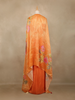 Orange Floral Design Satin Lehenga Suit