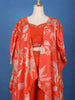 Orange Floral Design Synthetic Palazzo Suit - Diadem