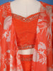 Orange Floral Design Synthetic Palazzo Suit - Diadem