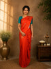 Orange Floral Designed  Kanchipuram Silk Saree