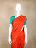 Orange Floral Designed  Kanchipuram Silk Saree