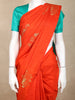 Orange Floral Designed  Kanchipuram Silk Saree