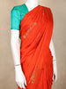 Orange Floral Designed  Kanchipuram Silk Saree