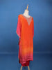 Orange Floral Designed Semi Silk Kaftan Suit - Diadem