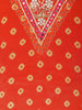 Orange Floral Designed Semi Silk Kaftan Suit - Diadem