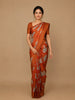 Orange Floral Designed Semi Silk Saree