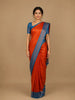 Orange Floral Designed Semi Silk Saree
