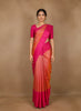 Orange Floral Designed Silk Saree