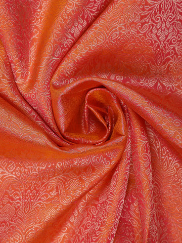 Orange Floral Designed Silk Saree - Diadem