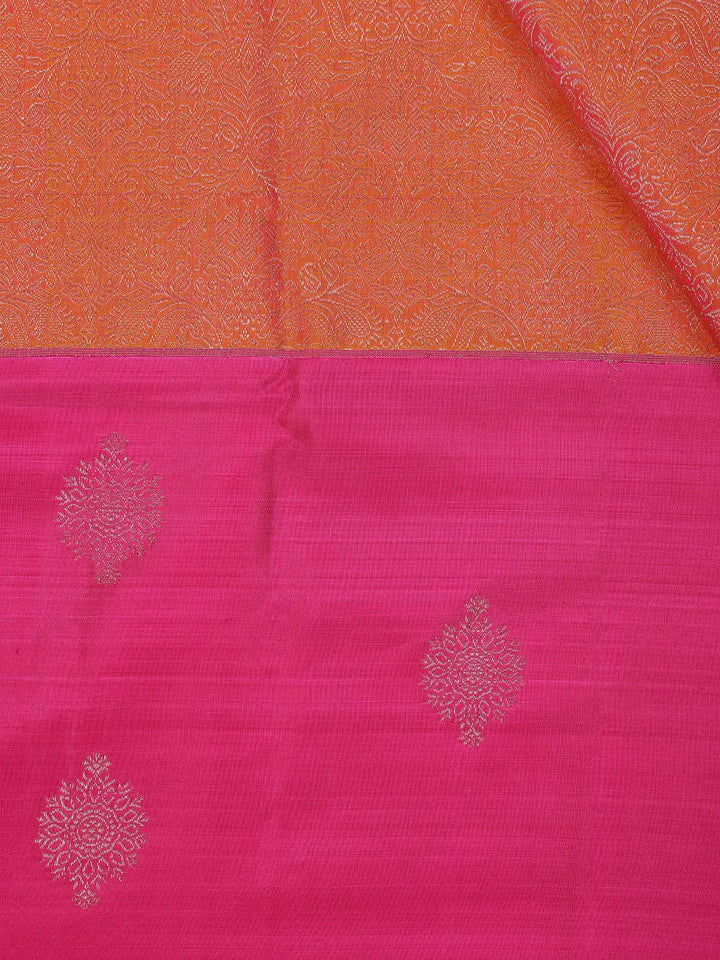 Orange Floral Designed Silk Saree - Diadem