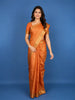 Orange Floral Designed Silk Saree
