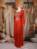 Orange Floral Embroidered Chiffon Gown