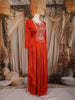 Orange Floral Embroidered Chiffon Gown