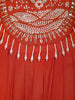 Orange Floral Embroidered Chiffon Gown