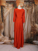 Orange Floral Embroidered Chiffon Gown