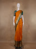 Orange Floral Motif Banarasi Silk Saree - Diadem