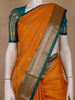 Orange Floral Motif Banarasi Silk Saree - Diadem