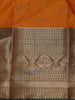 Orange Floral Motif Banarasi Silk Saree - Diadem