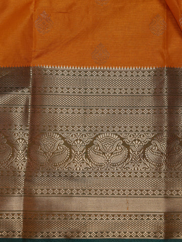 Orange Floral Motif Banarasi Silk Saree - Diadem